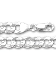 14K White Gold Comfort Curb Chain Bracelet - Width 7.0mm - Length 8.5 Inch