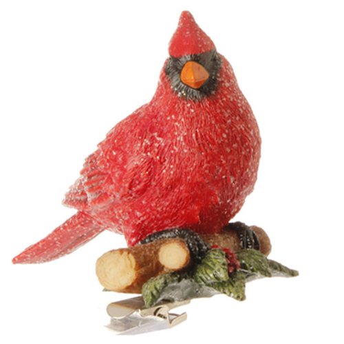 Red Cardinal Bird Clip-on Christmas Tree Ornament, 3 Inches X 3.5 Inches