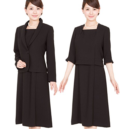 【メアリーココ】MKV-1634 喪服　ブラックフォーマル レディース　礼服　前開き　ショールカラー　アンサンブル　マタニティ　黒　セレモニー　ミセス