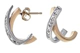 14K Two Tone Diamond X Earrings