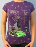 Celebrity Babe Womens Black Cat Print T-Shirt in Choice of Colors
