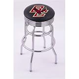 Boston College Eagles 25 Double-Ring Swivel Bar Stool with 2.5 Ribbed Chrome Accent Ring