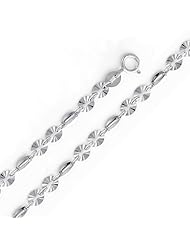 14K White Gold Fancy Designer Diamond-cut Bracelet with Spring Ring Clasp - 7" + 1" Extension