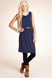 Angel Sleeveless Breast Pocket Dress with Belt
