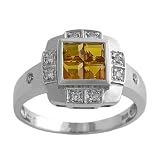 0.7 Cttw Citrine & 0.15 Ct Diamond 14 Karat White Gold Ring Size 7