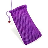 Cosmos Purple Fashionable Grid Breathable case bag pouch/ Neck Strap for Ce ....