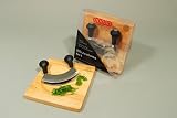 Hevea wood mezzaluna herb chopper board set