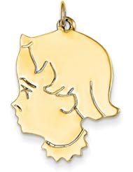 14k Yellow Gold Girl Head Charm Pendant. Metal Wt- 1.32g