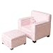 Rylee Kids Pink with White Flowers Club Chair and Ottoman Combo