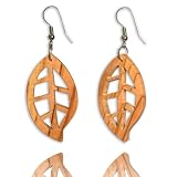 Handmade Olive Wood Leaf Earrings