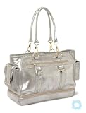 Whipstitch Leather Diaper Bag in Platinum