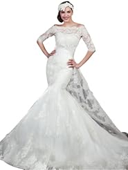 Strapless Lace Fitted Mermaid Elbow Length Sleeves  Dress