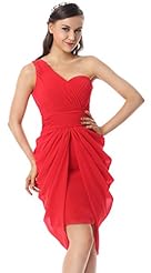 Sexy One Shoulder Chiffon/Polyester 2015 Cocktail Short Empire   Waistline  Lace-Up  Dress With Ruffles