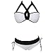 Dreamy Girl Womens White and Black Cutout Design Bikini Set Two Piece Swimsuit