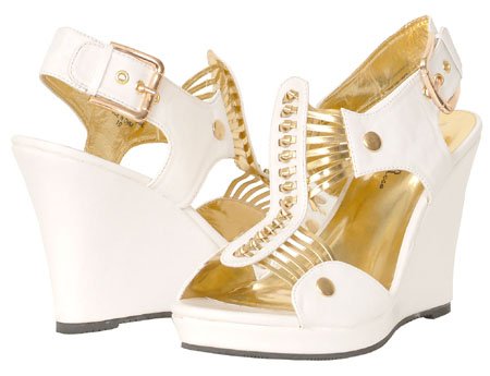 Womens Designer White Wedges Sandals Slides