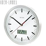 デザイン壁掛け時計カレンダー付き掛時計デジタルカレンダーウォールクロック2ホワイトLCW055-Wの画像