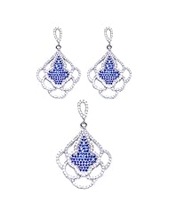 Sterling Silver Micro Pave Cubic Zirconia Earrings and Pendant Set