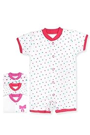 3 Pack Pure Cotton Star & Bow Print All-in-One
