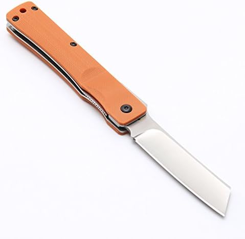 KnifeStyle Extremely Sharp Edge Genuine D2 Steel Blade G10 Handle Assisted Opening Straight Razor Pocket Folding Knife (Orange)