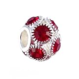 Pandora Style Charm Bead (Z342) Large Crystal Stones (14mm x 11mm) (fits Troll too) ~ Siam Red