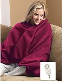 Sunbeam Raisin Royal Cuddle Up Fleece Electric Heated Warming Throw Blanket