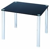 Levv Glass End Table with Chrome Legs, Black Levv Glass End Table with Chrome Legs, Black