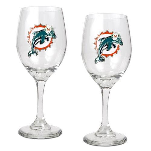 Miami Dolphins NFL 2pc Wine Glass Set - Primary Logo
