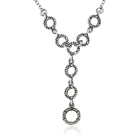 Sterling Silver Marcasite Multi-Circle and Chain Necklace, 16 by Amazon.com Collection