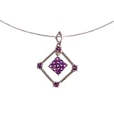 EXP Sterling Silver Amethyst Diamond Shaped Pendant Necklace