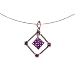 EXP Sterling Silver Amethyst Diamond Shaped Pendant Necklace