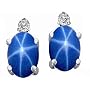 3.04 cttw 14k White Gold Lab Created Star Sapphire and Genuine Diamond Earrings in 14k White Gold