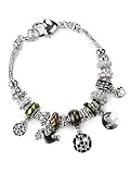 Silvertone Peace Charm Link Bracelet Fashion Jewelry