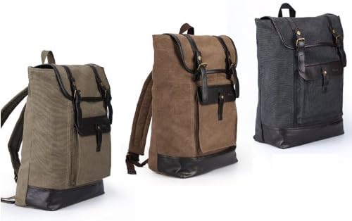 Muze "East Street" Classic Men's Canvas Bookbag Backpack - Army Green
