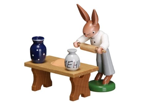 Cute Miniature of Baker Bunny with Dough Roll 3 Inch