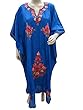 Blue Silk Caftan Crewel Kaftan Resort Wear Nighty