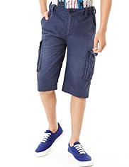 Pure Cotton Adjustable Waist Cargo Shorts