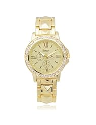 Brinley Co. Womens Rhinestone Metal Link Watch
