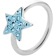 16 Gauge 3/8" Aqua Star Ferido Crystal Captive Belly Ring
