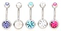 Body Accentz&trade; Lot of 5 Double Jeweled Gemmmed Belly Navel Body Jewelry Piercing Bar Ring Rings 14g