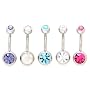 Belly Button Ring Lot of 5 Double Gem Navel Ring