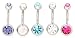 Jewelry : Belly Button Ring Lot of 5 Double Gem Navel Ring
