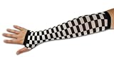 Black and White Checkered Flag Long Gauntlet Gloves
