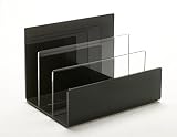 Unum Desktop Letter, Mail, File Organizer; Sorter for Makeup Palettes, Folders; Tabletop Charging Station; Handcrafted Black/Clear Acrylic