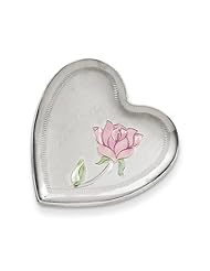 Sterling Silver 24mm Polished/Brushed Enamel Rose Heart Slide Locket
