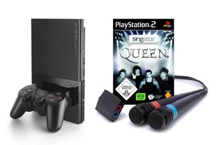 PlayStation 2 - PS2 Konsole, black + SingStar Queen inkl. Mikrofone