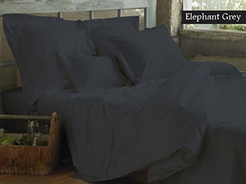FUMESIC Genuine Premium 100% Rayon from BAMBOO COTTON 500 Thread Count, Made In USA - Italian Finish ELEPHANT GREY 3-Piece Duvet Set ( 1 Duvet Cover &amp; 2 Pillow Shams), Single Ply, Solid KING