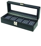 Dulwich 5 Piece Genuine Leather Watch Box with Stripe Lining Superb Quality!