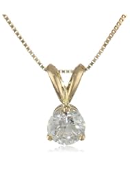 18k Gold Round-Cut Basket Setting 3-Prong Diamond Solitaire Pendant (1/2 cttw, G-H Color, SI1-SI2 Clarity), 18"