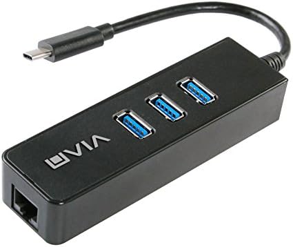 UVIA USB3.0 Networking Adapter 3 Port USB Hub for MACBOOK (TYPE-C+USB3.0+RJ45)