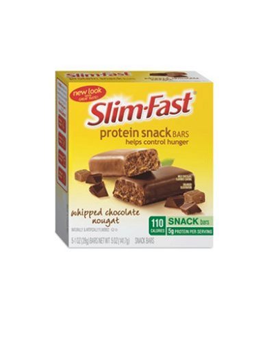 HealthPersonalCare: Slim Fast Protein Snack Bars, Whipped Chocolate Nougat, 1.0 Ounce Bars in 5 Count Boxes  Pack of 8 